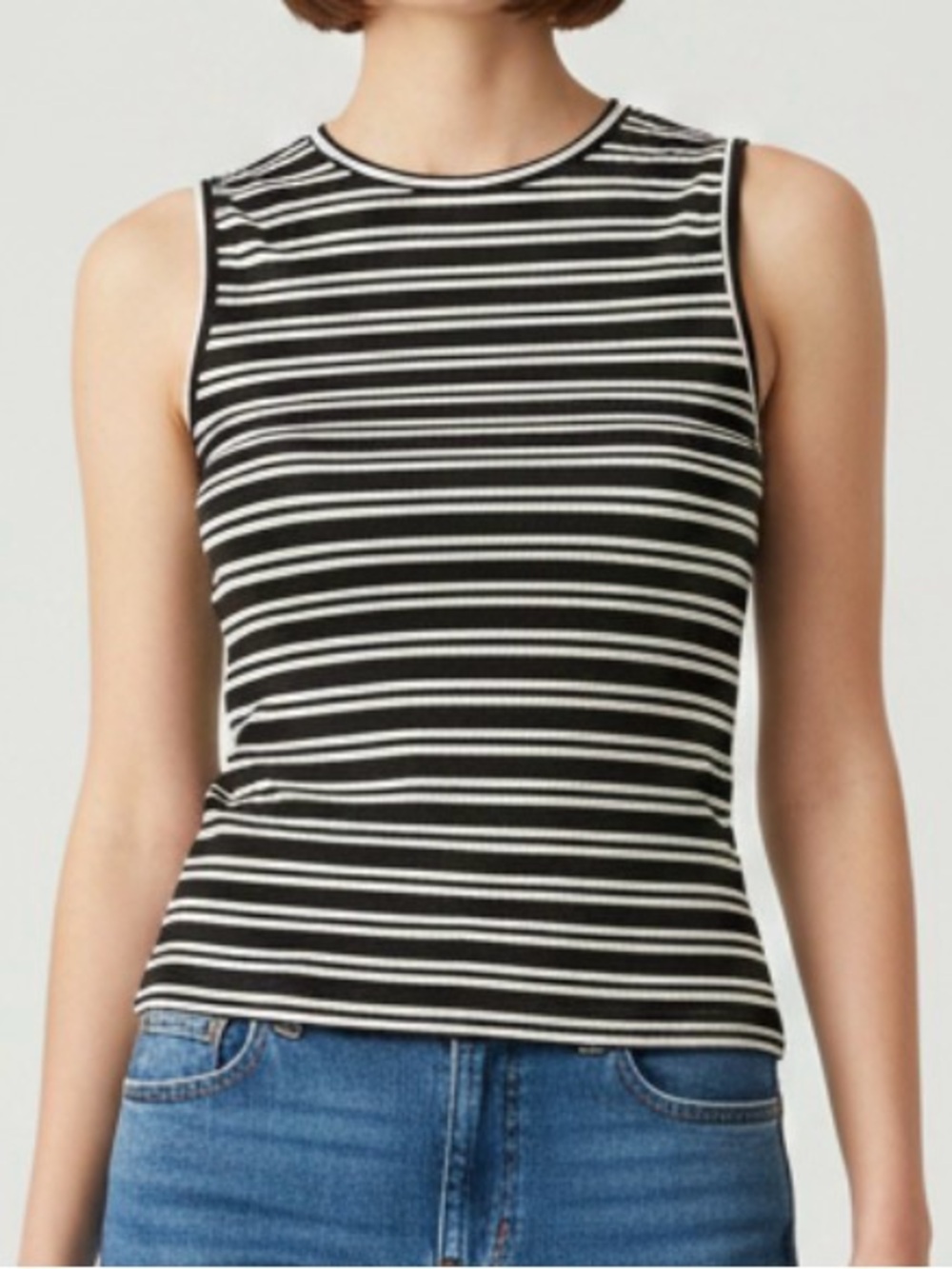 Wild Fable Black and White Striped Ribbed Cutout Tank